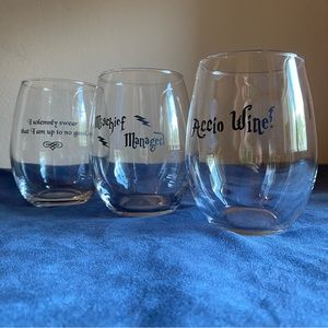 Stemless Harry Potter wine glasses, set of three, 10 ounces